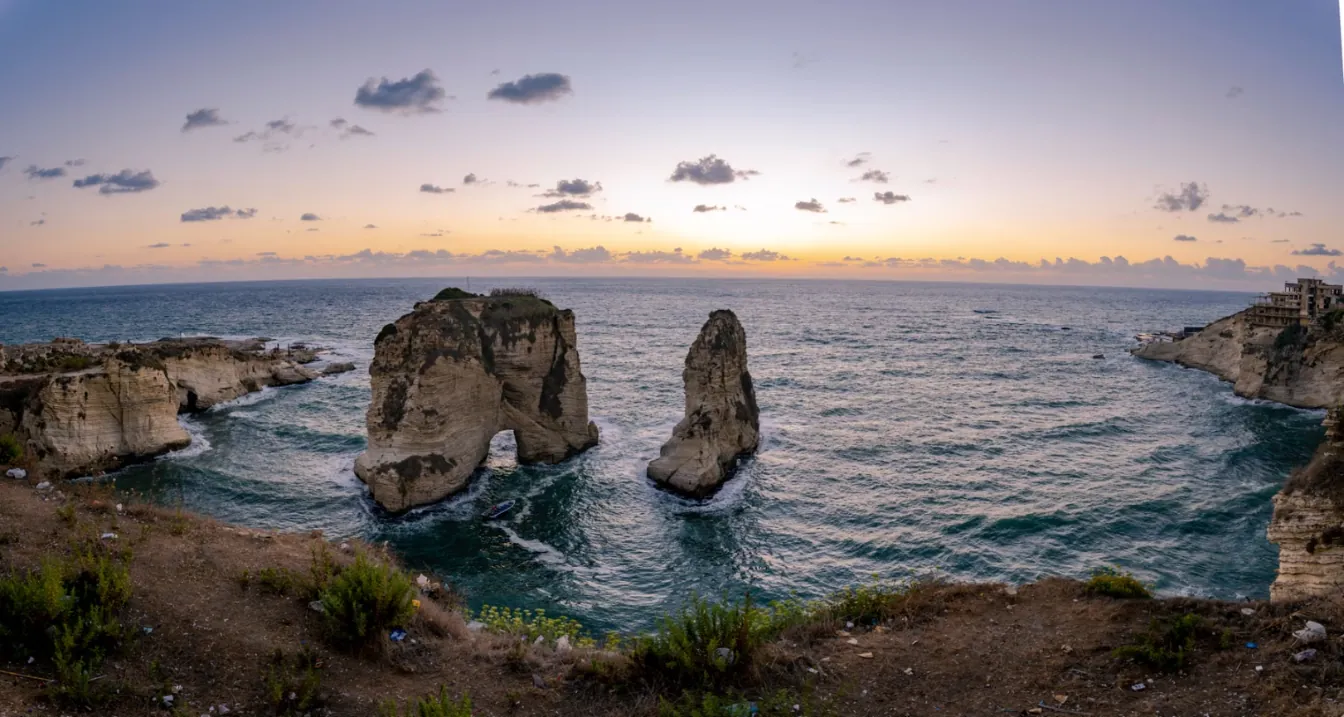 Raouche Rocks in Beirut at sunset